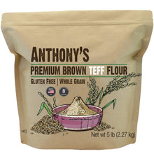 Anthony's front package view showing 5 lb bag and branding benefit of pantry-ready flour