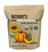 Anthony's front of bag showing organic pumpk sunflower blend and clean-label benefit