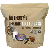 Anthony's front of pack 3 lb bag showing label and certifications, clear pantry benefit