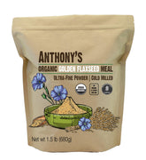 Anthony's front packaging showing organic golden flaxseed meal benefits