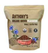 Anthony's front packaging showing 2 lb organic flaxseed and product labeling benefits