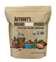 Anthony's front packaging showing 5 lb organic cocoa for baking convenience