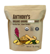 Anthony's front packaging showing 1 lb organic ginger and clear label benefits