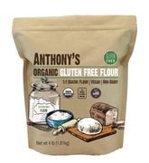Anthony's front packaging shows 4 lb bag and organic seal for reliable baking
