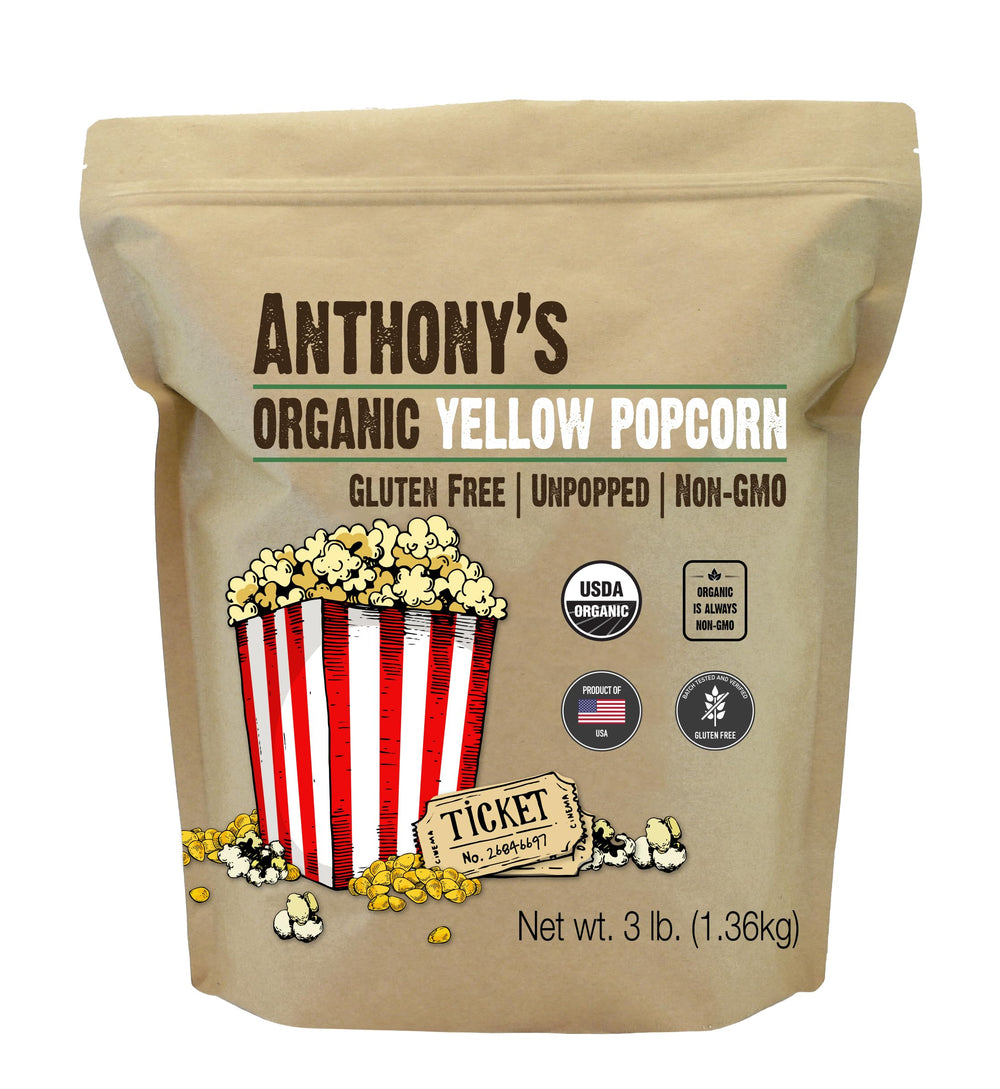 Anthony's front packaging 3 lb bag showing organic label and benefits