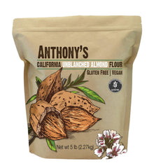 Anthony's front packaging of unblanched almond meal showing product benefits