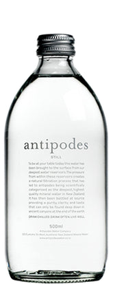 Antipodes glass bottles front pack showing elegant presentation and premium purity