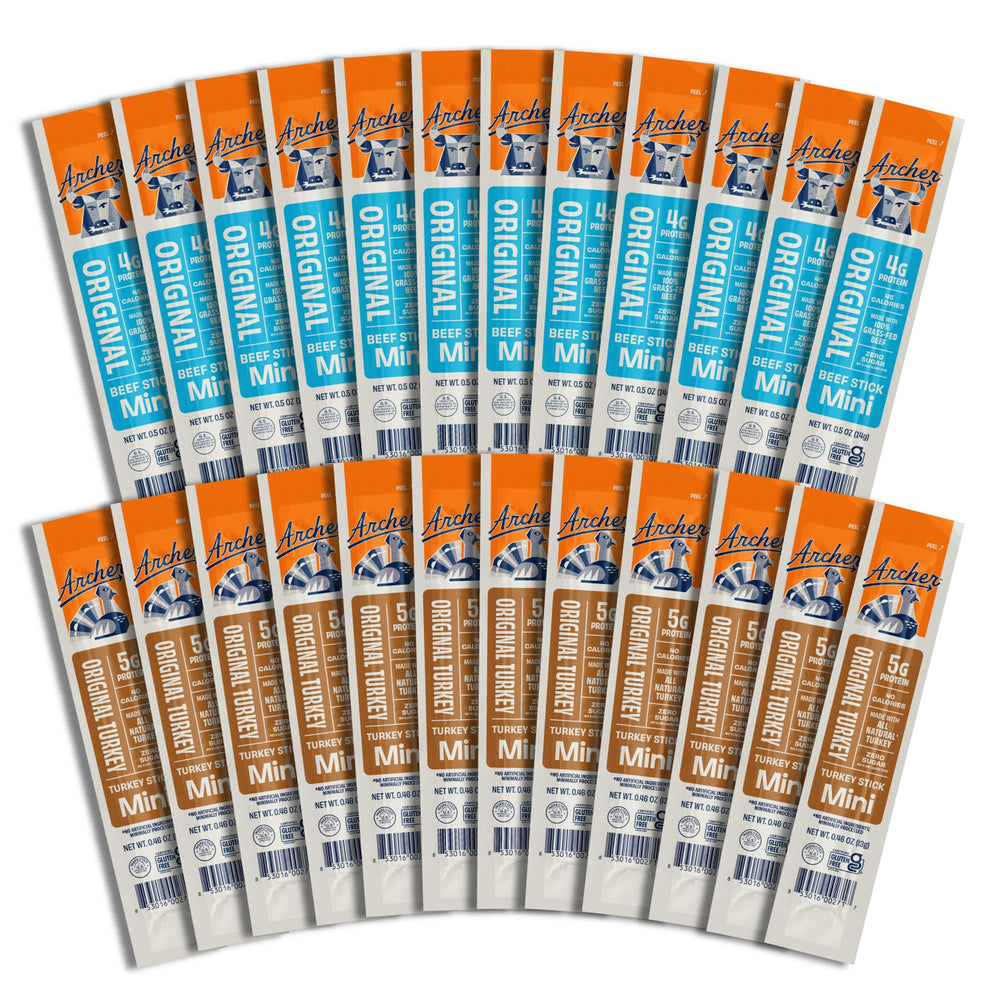 archer jerky front packaging showing 24-count box and variety benefits