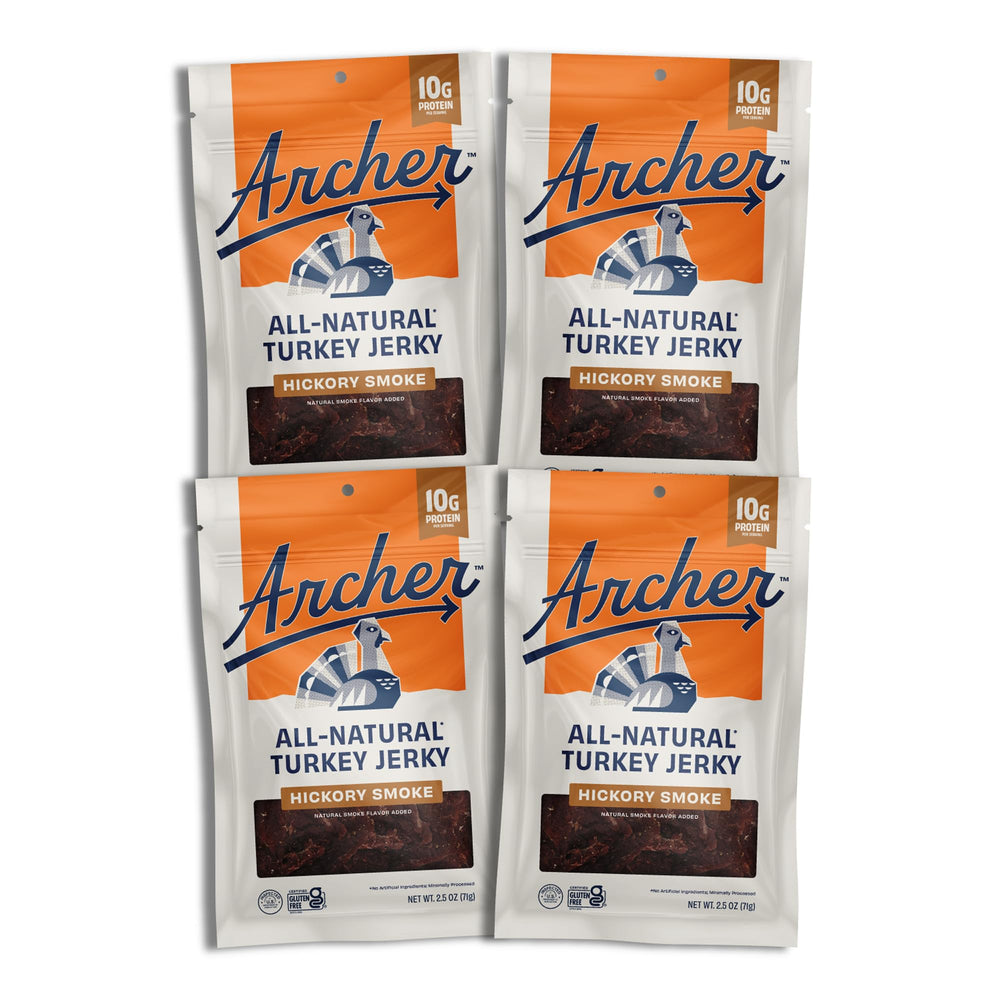 Archer Jerky front packaging showing resealable 2.5 oz pouch benefit of freshness