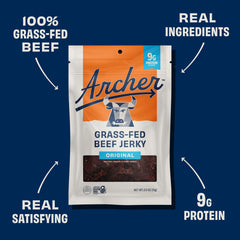 Archer Jerky served on a small plate demonstrating portion size and ready-to-eat benefit