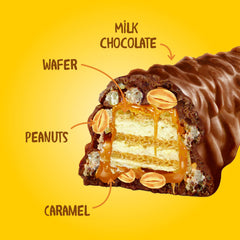 Arcor Bon o Bon cross-section revealing peanut cream, caramel and wafer, flavor layers