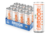 ARDOR front can showing tropical mango label and sleek design, promotes clean energy