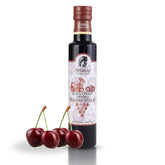 Ariston bottle front view showcasing black cherry balsamic, enhances salads
