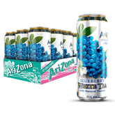 AriZona front can view showing blueberry white tea branding and shareable size benefit
