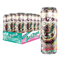 AriZona front can artwork showing dragon fruit mango and bold packaging benefit visibility