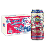 AriZona can front packaging showing pomegranate-green tea branding and vibrant design, appealing visual energy