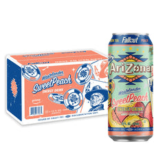 AriZona front can view showing sweet peach green tea label and convenient 15 fl oz size