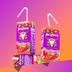 Multiple AriZona juice boxes on a table illustrating bulk pack convenience for events