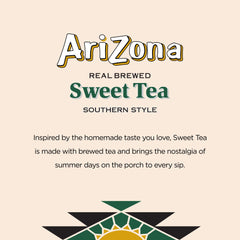 AriZona Sweet Tea pouring into a glass with ice, offering immediate chilled refreshment