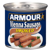Armour Star front of can showing smoked Vienna sausage branding and size