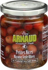 Arnaud front jar view showing brand and clear olive contents for easy identification