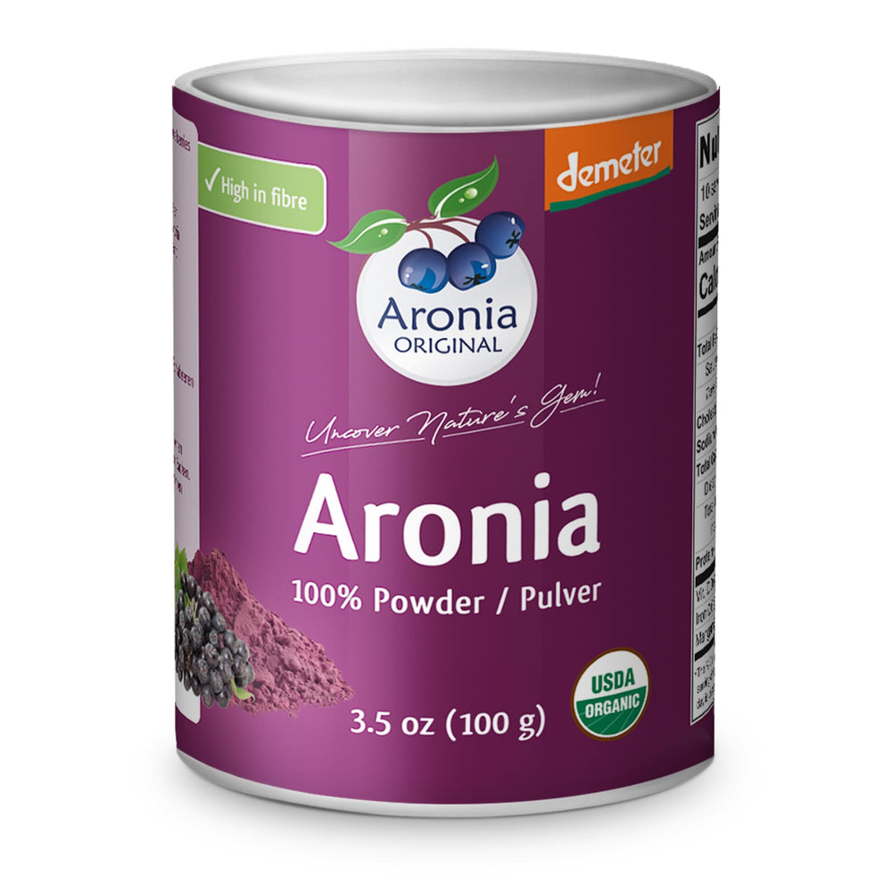 Aronia Original front jar showing label and 100 g packaging for clear product ID and trust