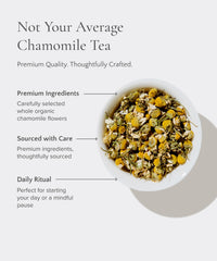 Art of Tea pyramid sachet close-up revealing whole chamomile flowers and aroma