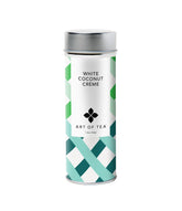 Art of Tea tin front view showing blend label and elegant packaging benefit freshness