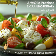 ArteOlio pouring onto salad to boost freshness and bright flavor in dishes