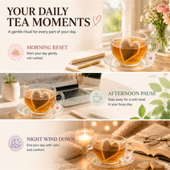 Artobrew close-up of heart-shaped tea bag highlighting charming presentation