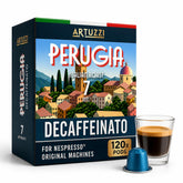 Artuzzi front packaging showing 120 decaf pods and brand name for reliable supply