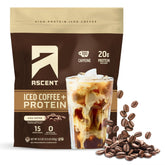 Ascent front packaging jar showing protein coffee benefits