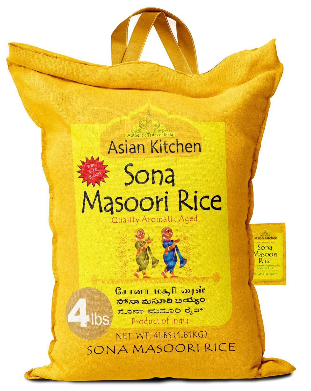 Asian Kitchen front packaging showing 4 lb bag and branding, highlights quality