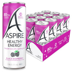 Aspire black raspberry front can showing label and calorie-free benefit