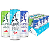 ASPIRE front 12-pack shows product variety and zero-sugar benefit