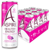 ASPIRE front packaging showing raspberry acai flavor and benefits