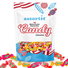 Assortit Mamba close-up of chewy texture highlighting soft, biteable fruitness