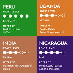Atlas Coffee Club tasting cards and postcards displayed for guided flavor learning