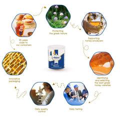 Attiki honey close-up texture highlighting smooth viscosity for easy drizzling
