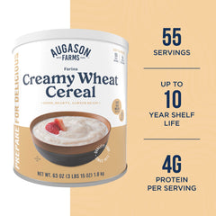 Augason Farms open can revealing dry farina mix for easy preparation