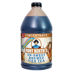 Aunt Bertie's front bottle view showing label and clear brewed tea concentrate, easy serving