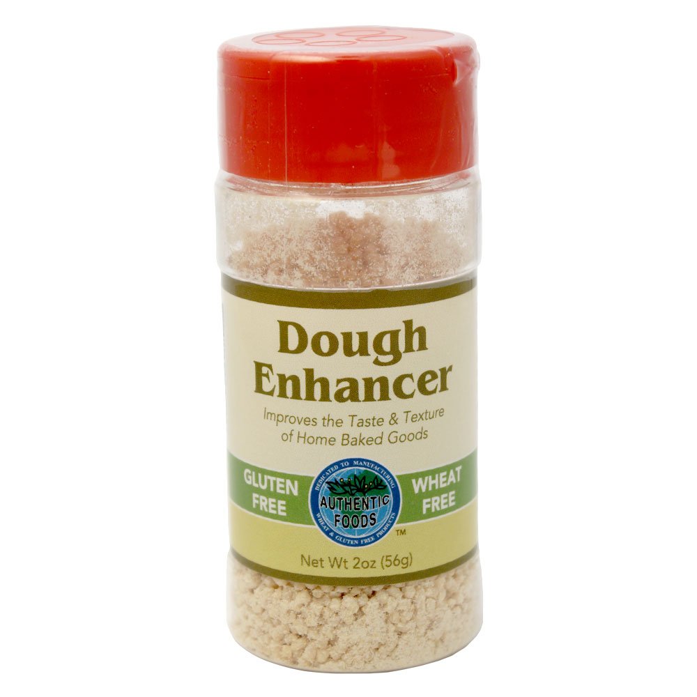 Authentic Foods front packaging of dough enhancer showing label and 2 oz bottle benefits