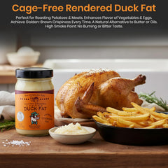 Aux Délices des Bois spoon serving rendered duck fat illustrating portion control benefit