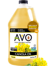 AVO canola oil front label showing product and benefits