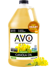 AVO canola oil front packaging showing bottle and size benefits