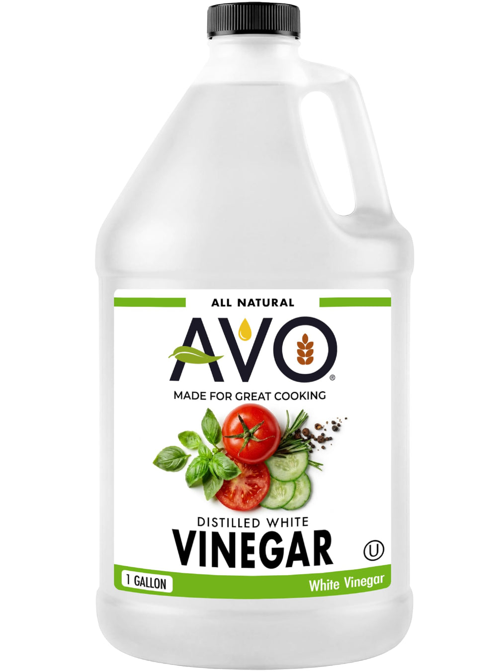 AVO one-gallon bottle front label showing product and size for pantry convenience
