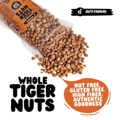 AVTI FARMS soaked tiger nuts in a bowl demonstrating softer texture for recipes