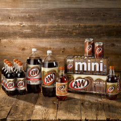 Close-up of A&W label highlighting clean design and recognizable taste