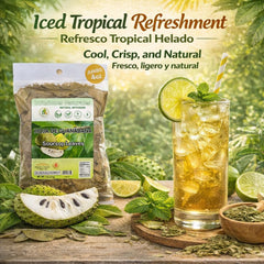 B-Experts brewed soursop tea in cup demonstrating smooth caffeine-free infusion
