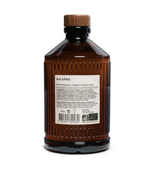 Bacanha label close-up highlighting organic bergamot ingredients and artisan quality
